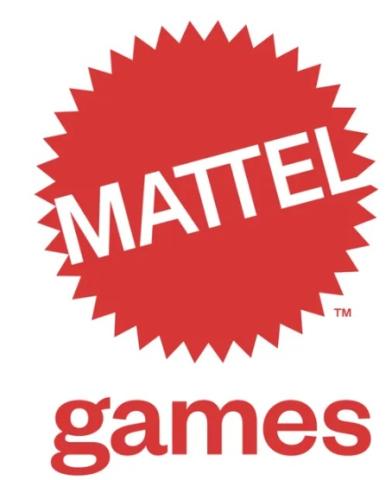 Kreis mit Zackenrand, darin schräg Mattel, mit oder ohne games darunter, verschiedene Farbstellungen, ab 2020