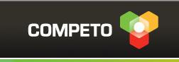 3 Hexes - grün, gelb, rot, 2 nebeneinander, eines darunter, über die drei gezeichnet ein viertes innen, quasi durchsichtig, darin weißer Punkt, unter oder neben Hexes "Competo"