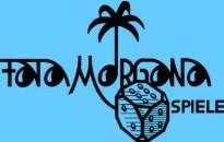 Würfel mit 6 nach oben, darüber "Fata Morgana", aus Würfelecke zwischen o und r wächst Palme