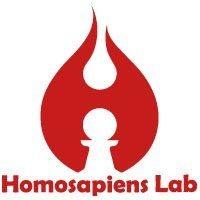 Tropfen auf weiß, im Tropfen unten Schachbauer weiß, oben kleiner Tropfen wie kreis am Stiel, darunter oder daneben Homosapiens Lab in Tropfenfarbe, auch mit chin. Schriftzeichen darunter