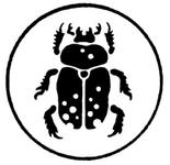 Skarabäus im Kreis, darunter Lo Scarabeo in Schnörkel-Druckbuchstaben; alternativ auch darüber und darunter GAMES in Blockbuchstaben