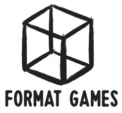 Würfel als Kantenumriss, darunter FORMAT GAMES