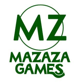 Kreis, darin MZ, links und rechts Kreislinie überragend, unter Kreis MAZAZA, darunter GAMES, darunter Kreisbogen unter S, ausgehend vom untersten Querstrich des E - alles grün