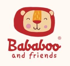 Bärenkopf Kinderzeichnung in unregelmäßig, gerundetem Rechteck, darunter Bababoo (fett), darunter and friends