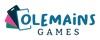 4 aufgefächerte Spielkarten, von links nach rechts grün, rosa, blau, weiß - beginnend mit O in weißer Karte OLEMAiNS in blau, darunter GAMES