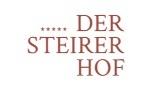 DER STEIRER HOF, rot, dreizeilig, rechtsbündig, üster TE fünf Sterne, Variante ohne Sterne mit Bad Waltersdorf links von HOF direkt unter STEI