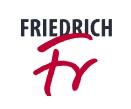Fr rot, Schreibschrift, darüber - den ersten Querstrich des F mit DR berührend - FRIEDRICH, schwarz