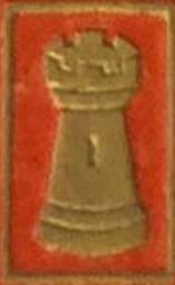 Turm analog Schachfigur in Kontrastfarbe zu Hintergrund, auch im Rechteckrahmen in Turmfarbe