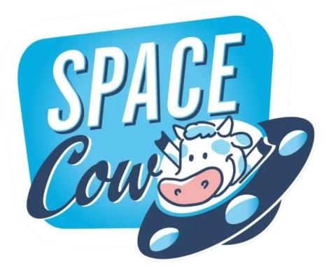 Rechteck und Rahmen wie SWY001, aber blau, in rechter unterer Ecke UFO mit Kuhkopf in Kuppel