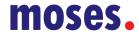 moses in Kleinbuchstaben, blau, daneben roter Punkt,  auch schwarz-weiß