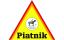 Gelbes Dreieck, darin Reiter im Kreis, Pferdekopf nach rechts, darunter Trade Mark Hinweis, unter Kreis  PIATNIK in schwarz, Dreieck orange+rot gerahmt, ab 2004