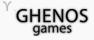 Rechteck weiß, in linker oberer Ecke geschwingenes Y, grau, mittig GHENOS darunter games, beides Schwarz