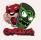 Biberkopf in rottönen, Maul offen mit sichtbaren eckzähnen, gfrüne Maskeschräg über rechte Gesichtshälfte , ebenfalls mit sichtbaren Zähnen, darunter Rot OTTAVIA vor schwarzem Hintergrund