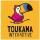 Toukan in gelben Quadrat, Profil rechts, darunter Toukana, darunter Interactive