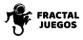 Affenähnliche Kreatur mit Taucherhelm, , ein Bein als Schwanz mit Quaste, daneben FRACTAL JUEGOS in zwei Zeilen