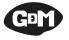 baseball-ähnliches Oval, darin GDM in Konstrastfarbe, D kleiner als G und M