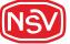 NSV in Zierschrit weiß auf liegendem rotem Sechseck mit Rundecken, im Sechseck NSV weiß gerahmt