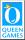 Weißes Hochkant-Rechteck, Q mit Krone in weiß auf blau, QUEEN GAMES in blau auf weiß